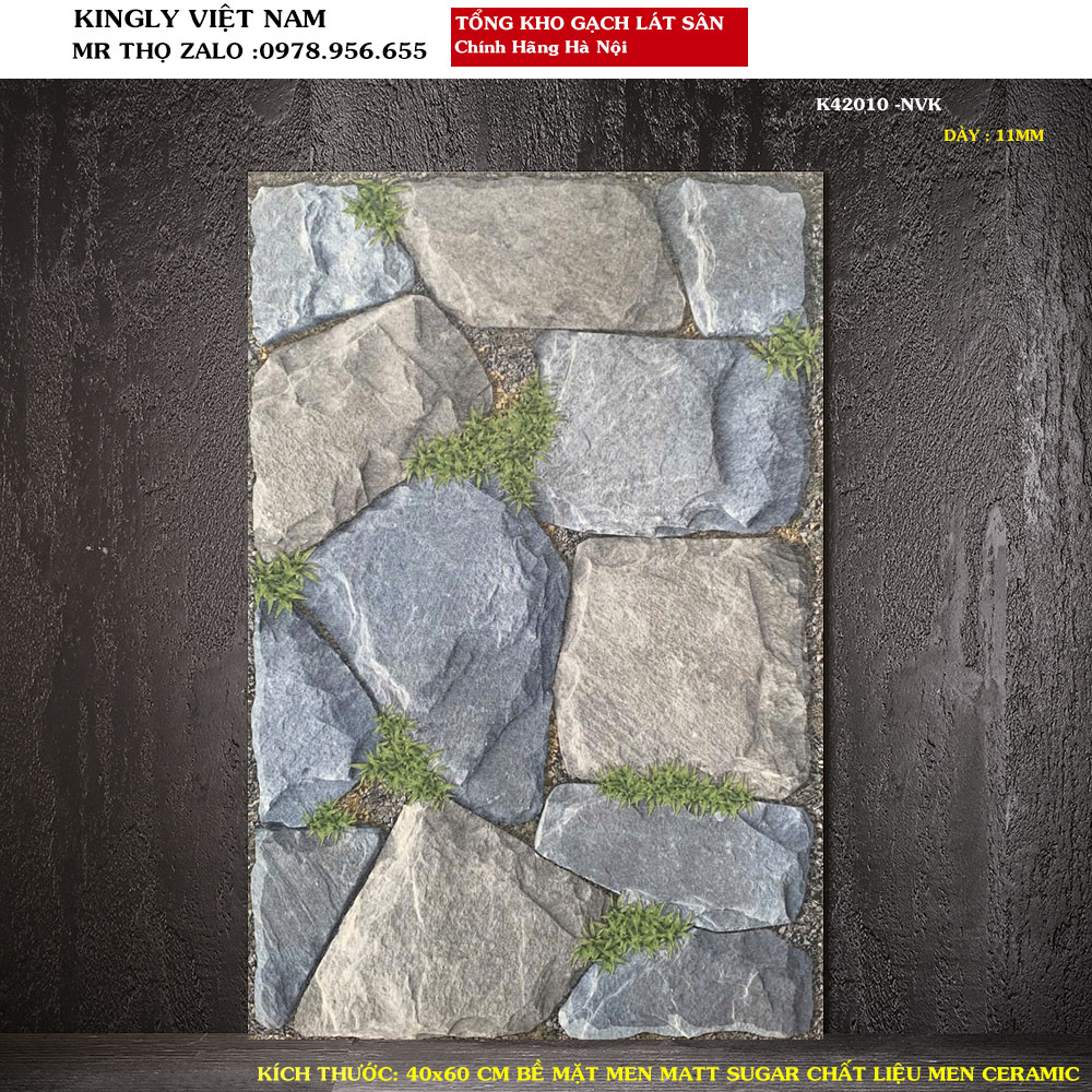 Gạch lát sân giả đá giả cỏ 40x60 K42010